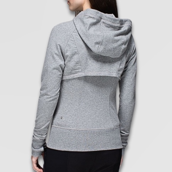 Lululemon After Asana Hoodie Front Zip Mesh Panel Grey/Neon Yellow Women’s US 8 - Picture 2 of 9